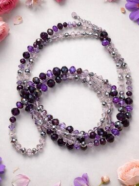 White House Black Market | 48” Convertible Crystal Beaded Necklace